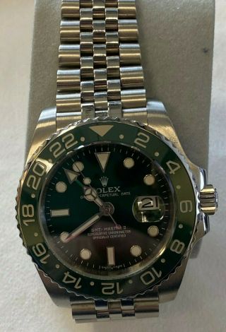 Rolex Oyster Perpetual Date Gmt Master 2 Green And Silver