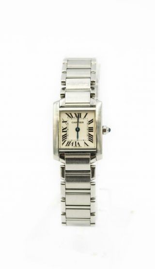 Ladies Steel Cartier Tank Francaise Wristwatch Ref 2384 Circa 2000 