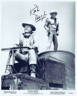 Kirk Douglas Signed The War Wagon 8x10 W/ John Wayne Classic Western Scene