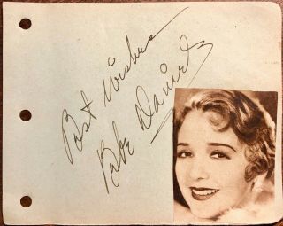 Bebe Daniels Autographed Hand Signed Vintage 1930s Album Page The Maltese Falcon