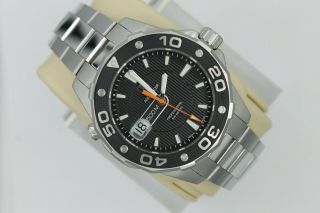 Tag Heuer Black Aquaracer Watch Mens Waj1110.  Ba0870 Ss Professional Silver