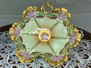 Antique Rosenthal Monbijou 1891 - 1906 Hand Painted Signed Gold Trim Candy Dish