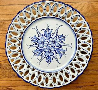 Vintage Coimbra Portugal Ceramic " Lace - Edged " Plate
