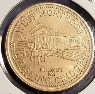 1986 West Montrose Kissing Bridge Oktoberfest Ontario Canada $2 Token Coin