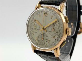 Vintage Swiss Made Chronograph Valjoux 72 Solid 18k Rose Gold (so550)