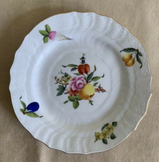 Herend Porcelain Bread / Salad / Dessert Plate Fruits & Flowers Bfr 1515