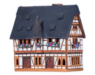Ceramic Cone Incense Burner Collectible Miniature Of The Town Hall In Schotten