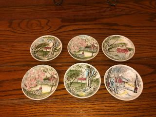 Johnson Brothers Friendly Village Butter Pats Coasters 4 " Set Of 6 England