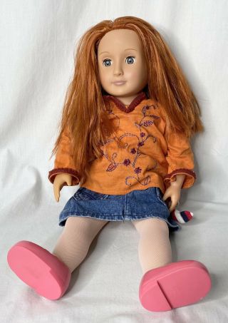 Battat Our Generation Doll 18 Inch Red Hair Gray Eyes Clothes Shoes Tights