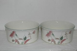 Set Of 2 Mikasa Continental Silk Flowers 8 " Souffle Dishes
