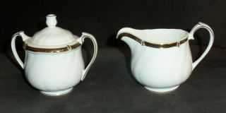 Wedgwood Windsor Black Sugar Bowl With Lid And Matching Creamer