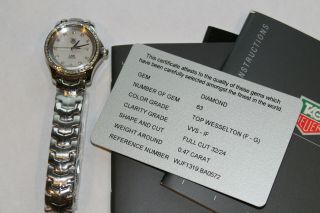 Tag Heuer Link Wjf1319 Factory Diamonds Watch Mop Dial Ss 27mm