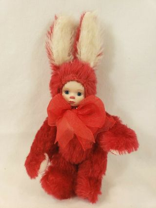 Marie Osmond Porcelain Head Doll Red Bunny By Knickerbocker 11 "