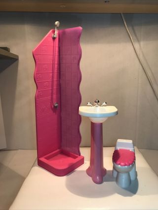 Barbie Bathroom Shower Sink With Dolphin Faucet & Toilet