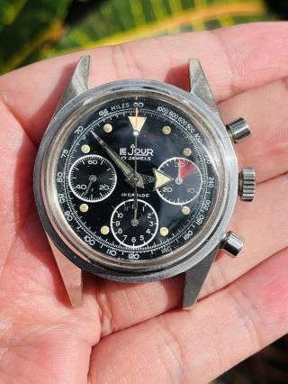 Lejour Vintage Valjoux 72 Chronograph Stainless Steel Mens Watch