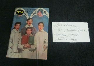 The Lennon Sisters Kathy Janet Dianne Pegg Signed Cut Autograph W/ 1958 Tv Guide