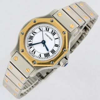 Cartier Santos Automatic Octagon 18k Gold /ss Ladies Watch 25mm 187903 Box/paper