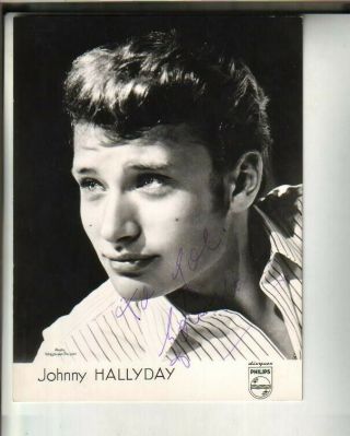 Johnny Halladay Autographed 7x9 Photo French Icon Rock And Pop Singer D.  17