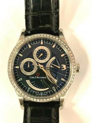 Carl F.  Bucherer Manero Retrograde 10901.  08 Diamond Bezel Watch