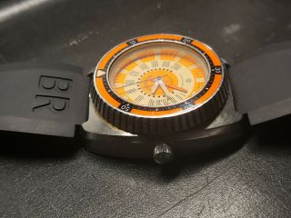 Vintage 1970 ' s Aquadive Time - Depth Model 50 Swiss Made Watch Orange Dial 3
