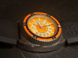Vintage 1970 ' s Aquadive Time - Depth Model 50 Swiss Made Watch Orange Dial 6