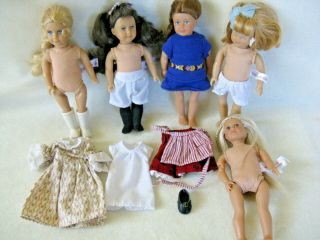 5 Mini American Girl Small Dolls 6 " Samantha,  Kirsten W/ Some Clothes,