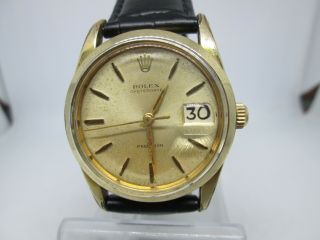 Vintage Rolex Oyster Date Precision 6694 40micronsgoldplated Handwind Mens Watch