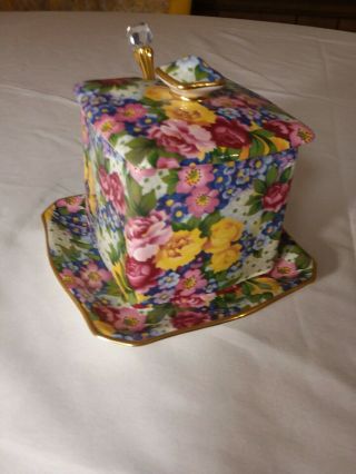 Vintage Royal Winton Porcelain Grimwades Sugar Bowl & Tray Julia Pattern England