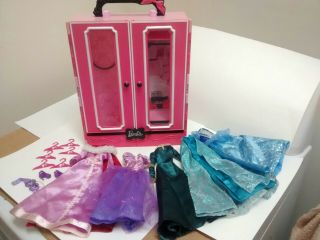 Mattel Barbie Pink Wardrobe Closet Storage Carrying Case W Accessories 13 " X 10 "