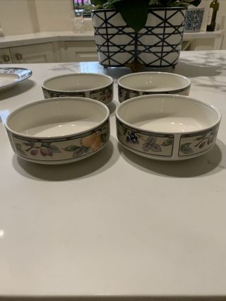 Set Of 4 Mikasa Intaglio Garden Harvest Cereal Bowls 6 3/8 " Cac29