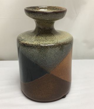 Pottery Craft Vessel Vase Brown Black Vintage Mid Century Robert Maxwell