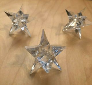 Vintage Rosenthal 9 Pointed Star Crystal Candle Holders - Set 3 w/ Box & Candles 2