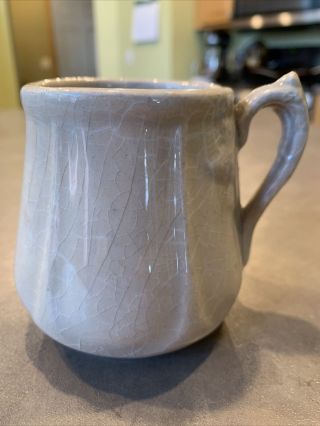 Antique White Staffordshire Ironstone Mug Cup Creamer Maple Leaf Pattern Ribbed