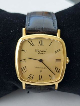 Men Tiffany Chopard 18k Solid Yellow Gold Wrist Watch Runs 43 - 1