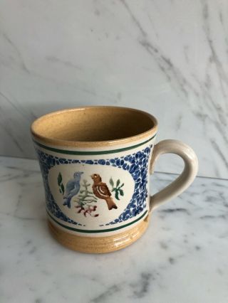 Nicholas Mosse Pottery Cup.  3.  5 " Dia 3.  5 " Tall.  Lovebirds