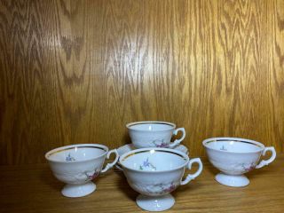 4 Royal Kent Poland Bavarian Rose Tea Cups And Saucers