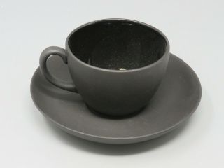 2 Vintage Wedgwood Black Basalt Tea Cup And Saucer