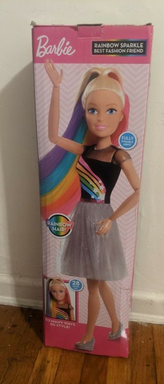 Barbie 28” Rainbow Sparkle Best Fashion Friend Doll Blonde Hair Kids Girl Toys 2