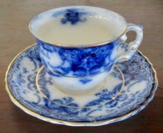 John Maddock And Sons Dainty Royal Vitreous Flow Blue Demitasse Cup/saucer