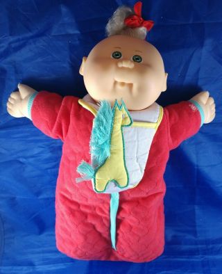 Vintage Cabbage Patch Doll Baby 1989 Hair Tuft Green Eyes With Outfit