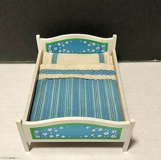 Vintage Lundby Doll House Furniture Bedroom Queen Bed 5 " X 3.  5 "