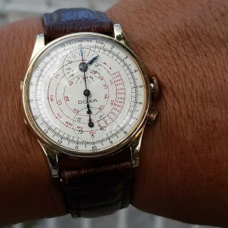 Collectible Doxa Multichron Venus 140,  18k gold solid,  work & keep accurate time. 5