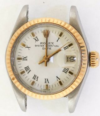 Rolex Oyster Date 69160 2 - Tone Ss/gold Automatic Ladies Watch W/ Roman Dial