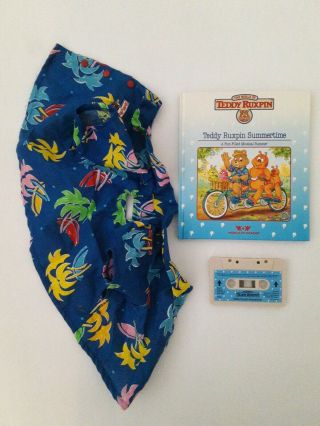 Teddy Ruxpin 1985 Summertime Book Cassette And Shirt