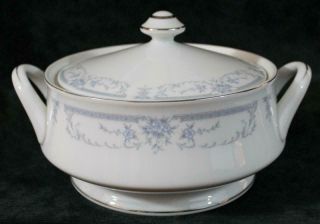 Sheffield - Blue Whisper - Porcelain Fine China - Covered Serving Dish - 10.  25 "