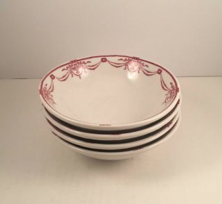 Mcnichol China Restaurant Ware Cereal Bowls W/ Red Urns & Swags Clarksburg,  Wv