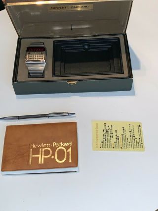 1976 Hewlett - Packard HP - 01 LED Calculator Digital Watch w/Box & Papers 3