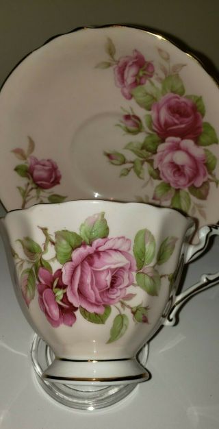 Paragon Cup And Saucer Pink Cabbage Rose Gold Trim Bone China England