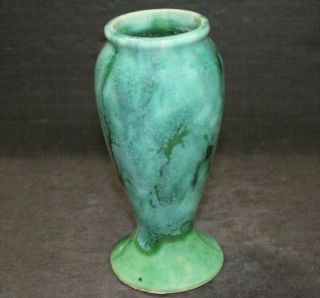 Vintage Brush Mccoy Green Onyx Baulster Art Pottery 6 " Vase