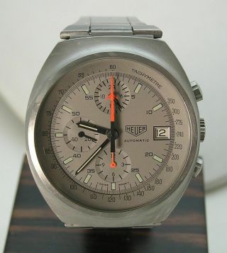 Heuer Lemania 5100 men ' s Stainless Pewter PVD Chronograph12/24 Hour GMT Watch 2